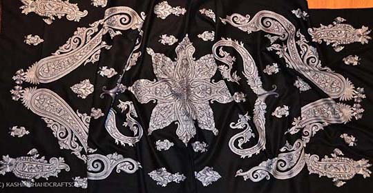 Black shawl hand embroidered wedding stole grey evening wrap